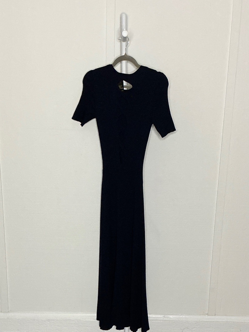 Maje Ribbed Midi Maxi Cut Out Dress Navy - Picture 3 of 4